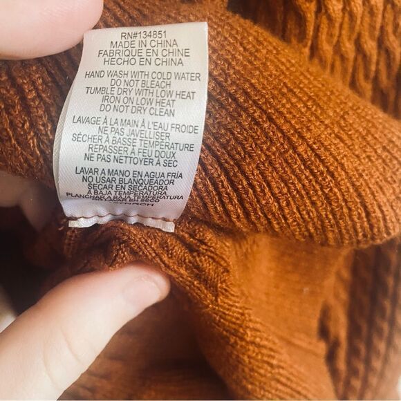 WAYF Square Neck Ruffle Peplum Sweater Top - Rust M - Picture 6 of 10